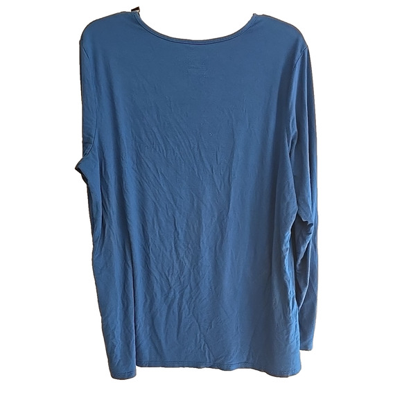Chico's The Ultimate Tee Blue Crew Neck Relaxed Long Sleeve Top Womans Sz 3/XL - Picture 2 of 3